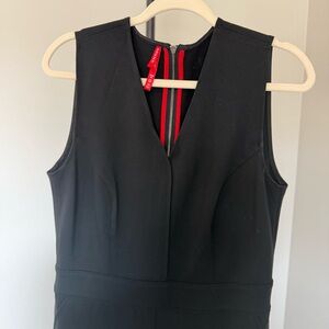 Spanx Black Sleeveless Jumpsuit M Wide Leg V Neck Zip Back